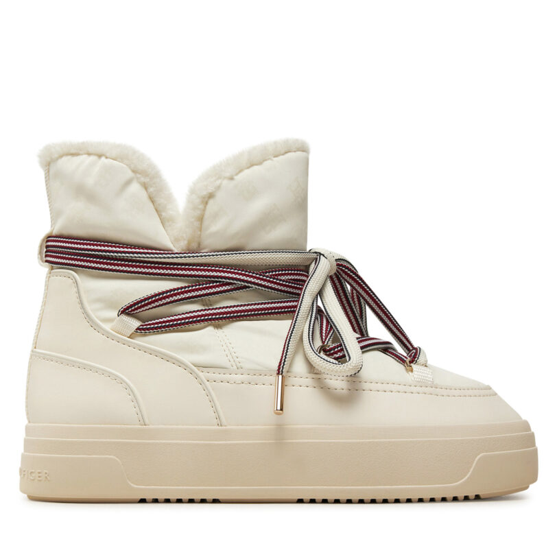 Апрески Tommy Hilfiger Snowboot Monogram Faux Fur FW0FW08389 Бежов цвят на ниска цена