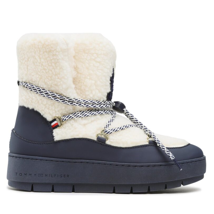 Апрески Tommy Hilfiger Th Faux Fur Snow Bootie FW0FW06850 Екрю цвят на ниска цена
