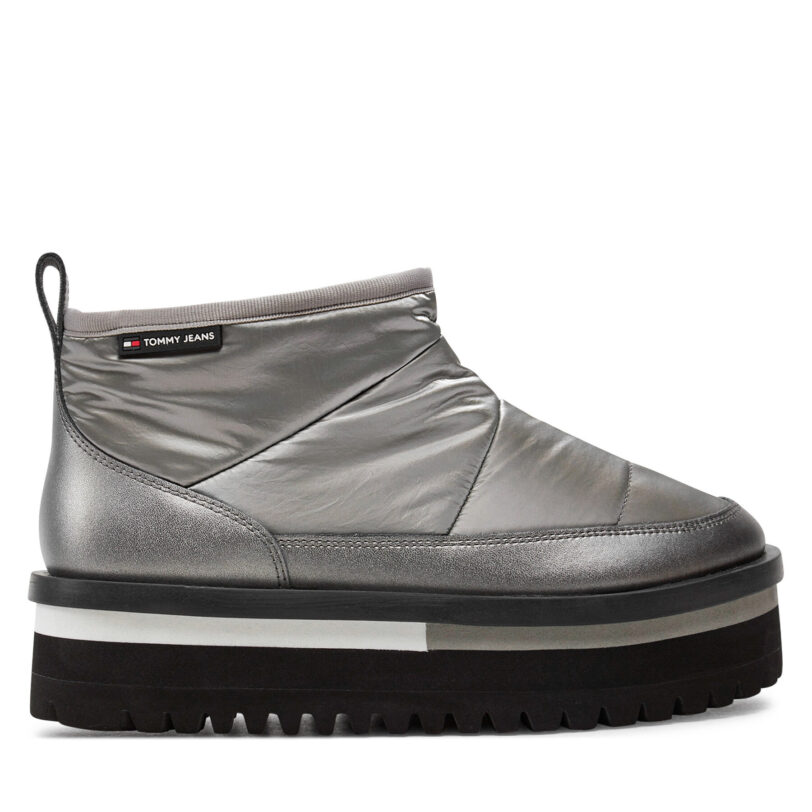 Апрески Tommy Jeans Tjw Nylon Flatform Boot Wl EN0EN02689 Сребрист цвят на ниска цена