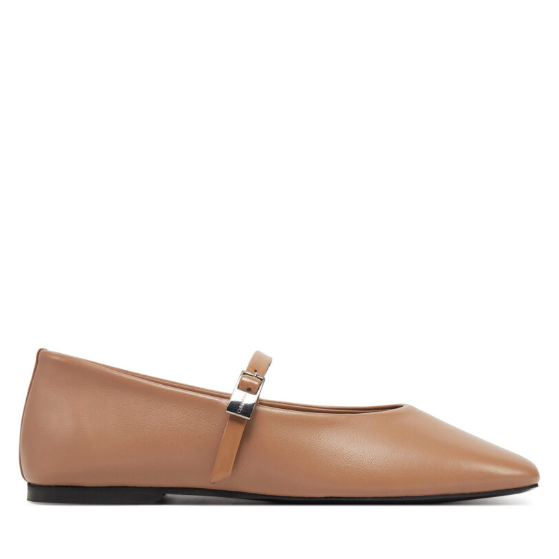 Балеринки Calvin Klein Ballerina New Buckle - Lth HW0HW02483 Кафяв цвят на ниска цена