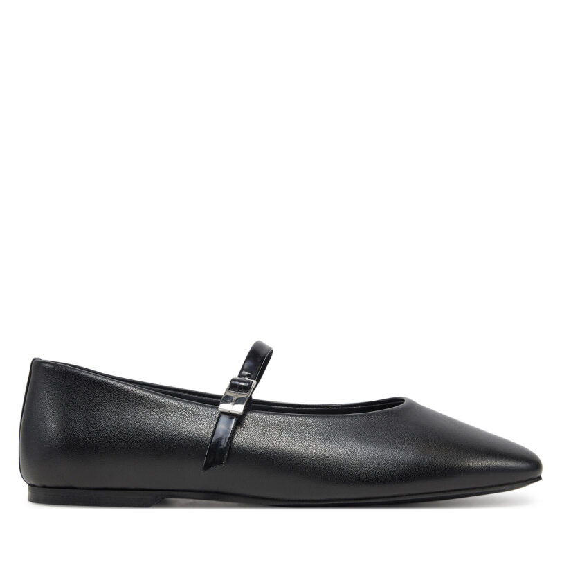Балеринки Calvin Klein Ballerina New Buckle - Lth HW0HW02483 Черен цвят на ниска цена