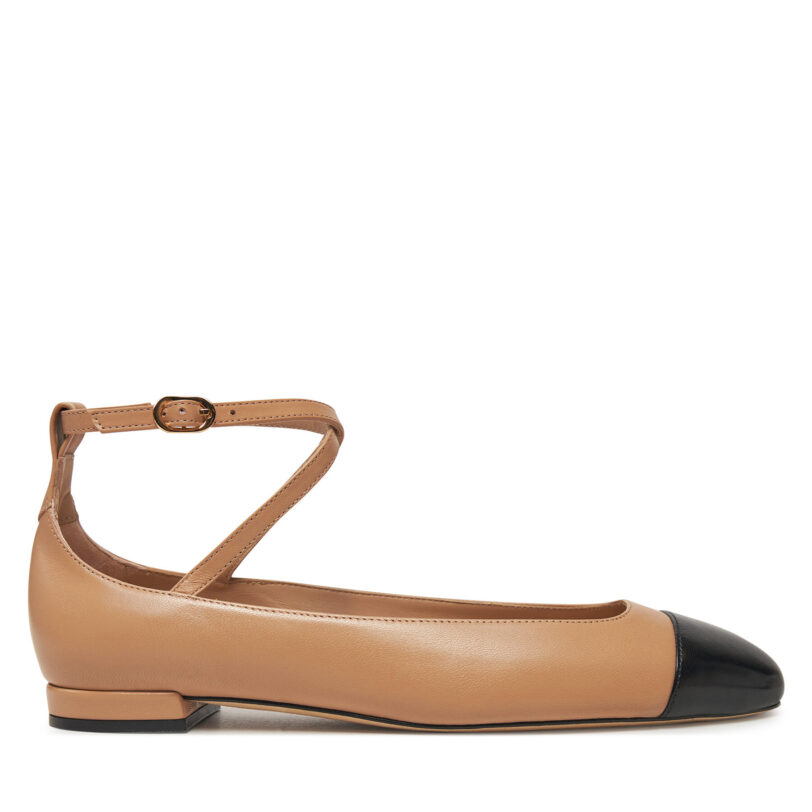 Балеринки Stuart Weitzman Eden Atrap Flat SJ720 Бежов цвят на ниска цена