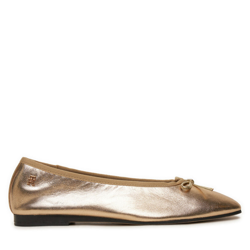 Балеринки Tommy Hilfiger Ballerina Soft Leather Metallic FW0FW08452 Златист цвят на ниска цена
