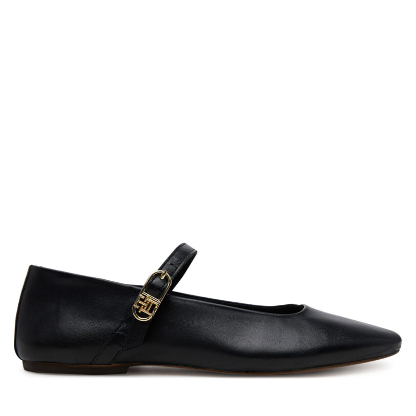 Балеринки Tommy Hilfiger Leather Maryjane Ballerina FW0FW08651 Черен цвят на ниска цена