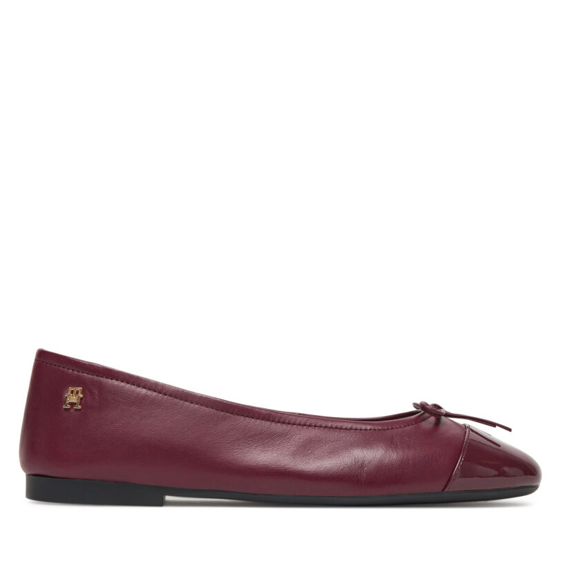 Балеринки Tommy Hilfiger Patent Toe-Cap FW0FW08830 Бордо цвят на ниска цена
