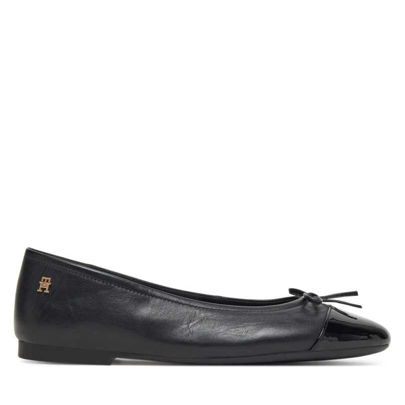 Балеринки Tommy Hilfiger Patent Toe-Cap FW0FW08830 Черен цвят на ниска цена
