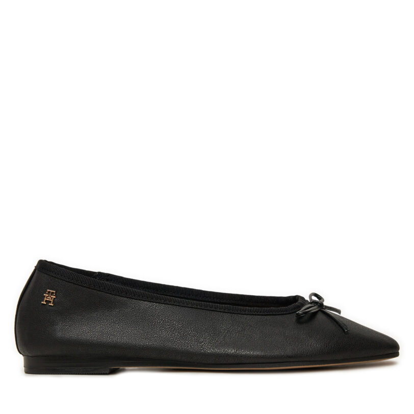 Балеринки Tommy Hilfiger Soft Leather FW0FW08355 Черен цвят на ниска цена