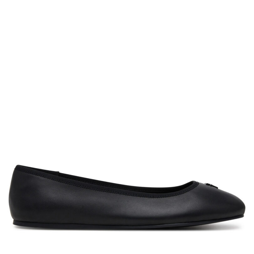 Балеринки Tommy Hilfiger Th Hardware Leather Ballerina FW0FW08654 Черен цвят на ниска цена