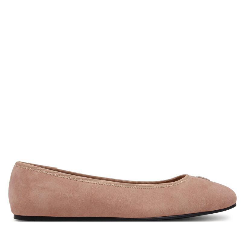 Балеринки Tommy Hilfiger Th Hardware Suede Ballerina FW0FW08655 Бежов цвят на ниска цена