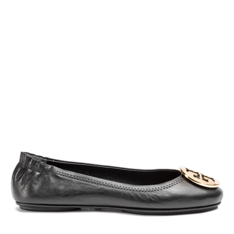 Балеринки Tory Burch Minnie Travel Ballet With Metal Logo 50393 Черен цвят на ниска цена