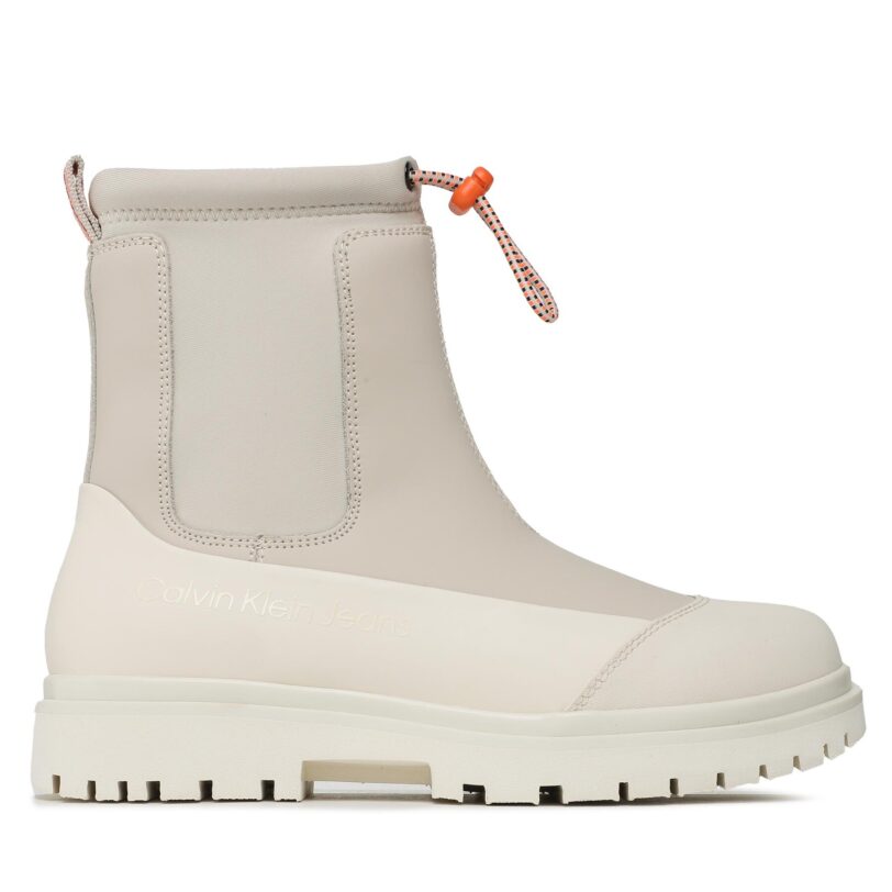 Боти Calvin Klein Jeans Chunky Combat Chelsea Boot Rub YW0YW01065 Бежов цвят на ниска цена