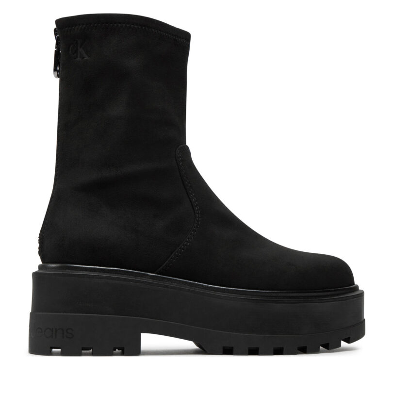 Боти Calvin Klein Jeans Flatform Zip Mg Ss YW0YW01602 Черен цвят на ниска цена