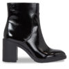 Боти Calvin Klein Jeans Mid Block Heel Boot Naplak Wn YW0YW01258 Черен цвят на ниска цена