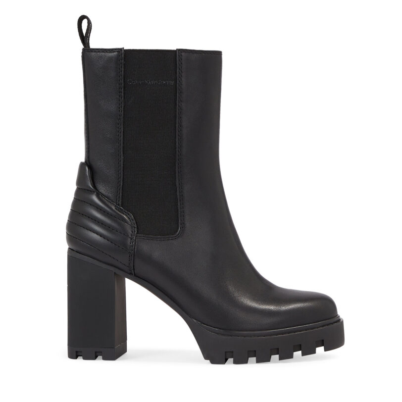Боти Calvin Klein Jeans Platform Chelsea Lth Wn YW0YW01140 Черен цвят на ниска цена