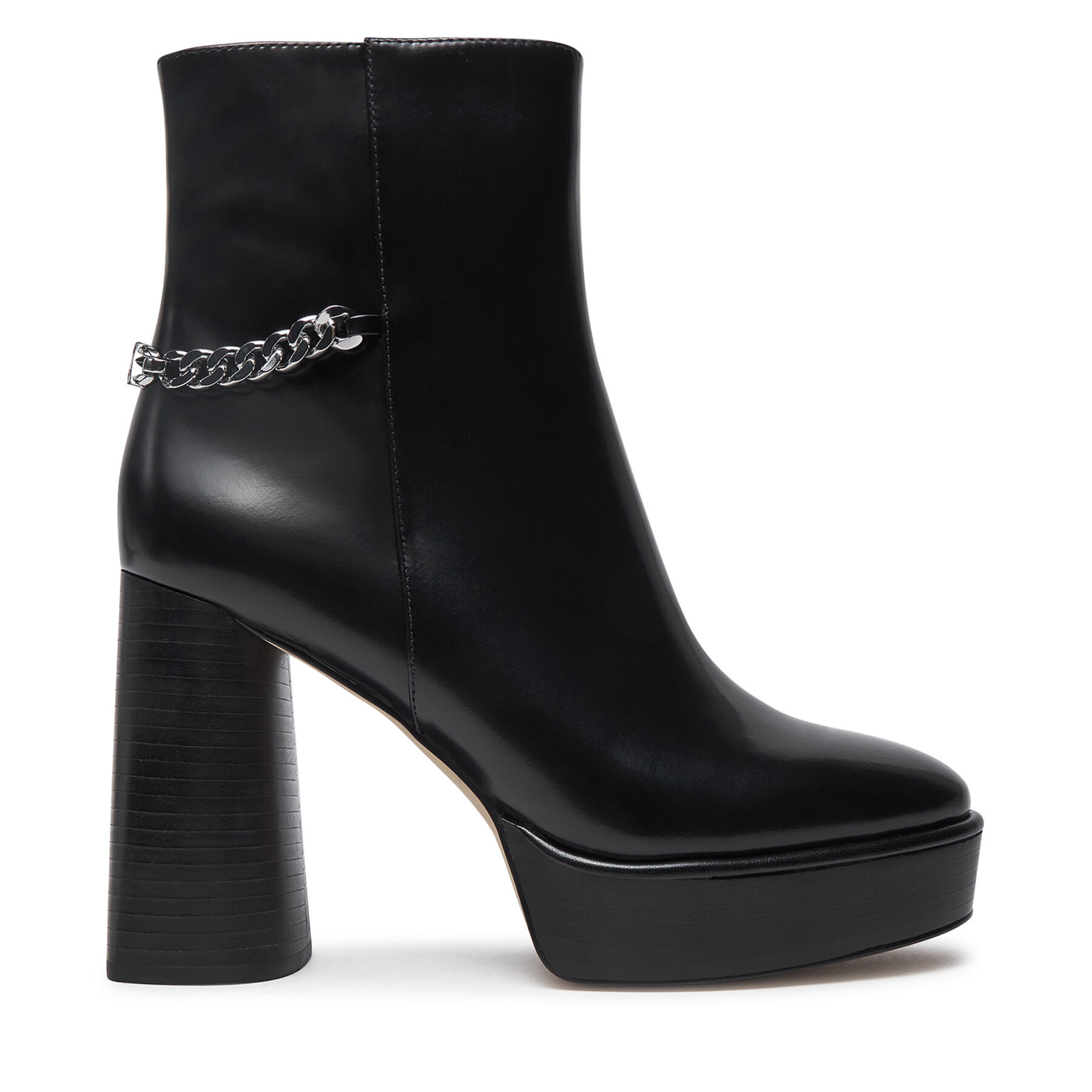 Боти MICHAEL Michael Kors Carlisle Leather Platform Boot 40F4CLME1L Черен цвят на ниска цена