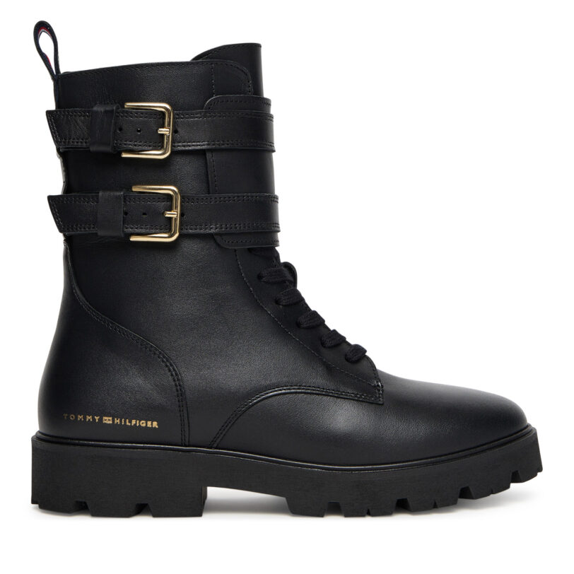 Боти Tommy Hilfiger Biker Laceup FW0FW08986 Черен цвят на ниска цена