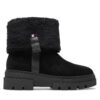 Боти Tommy Hilfiger Faux Fur Suede Roll-Down Boot FW0FW08158 Черен цвят на ниска цена