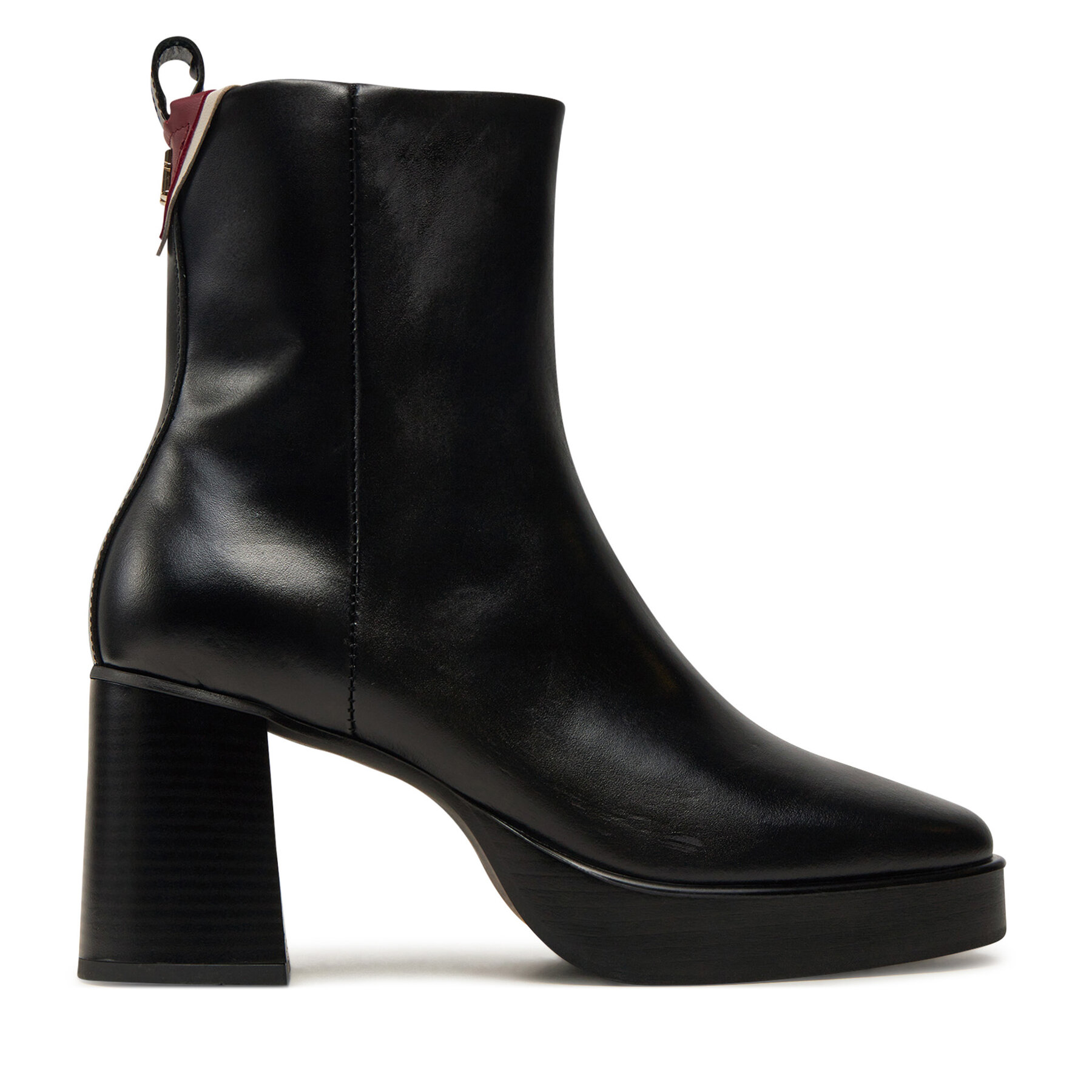 Боти Tommy Hilfiger Premium Leather High Heel Bootie FW0FW08100 Черен цвят на ниска цена