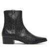 Боти Tommy Hilfiger Th Leather Pointy Zip Bootie FW0FW08980 Черен цвят на ниска цена