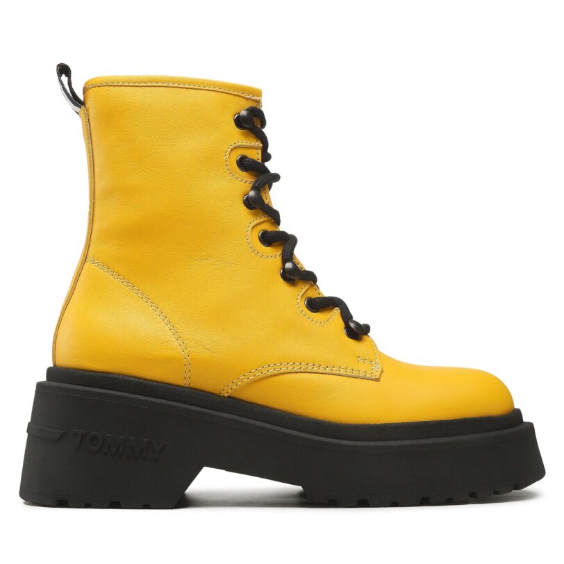 Боти Tommy Jeans Lace Up Chunky EN0EN02057 Жълт цвят на ниска цена