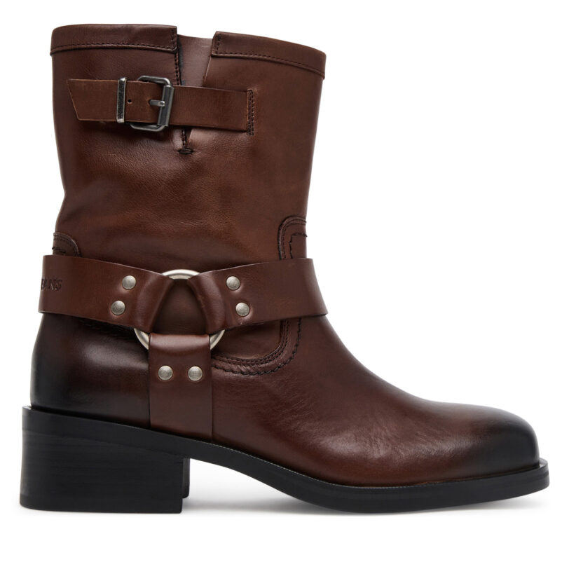 Боти Tommy Jeans Tjw Biker EN0EN02811 Кафяв цвят на ниска цена