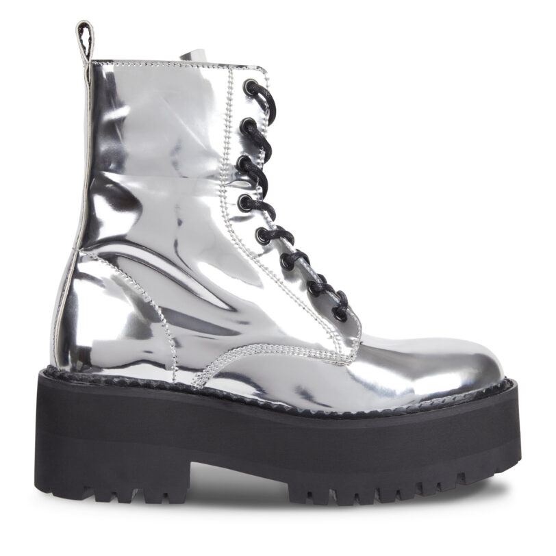 Боти Tommy Jeans Tjw Flatform Zip Up Metallic EN0EN02403 Сив цвят на ниска цена