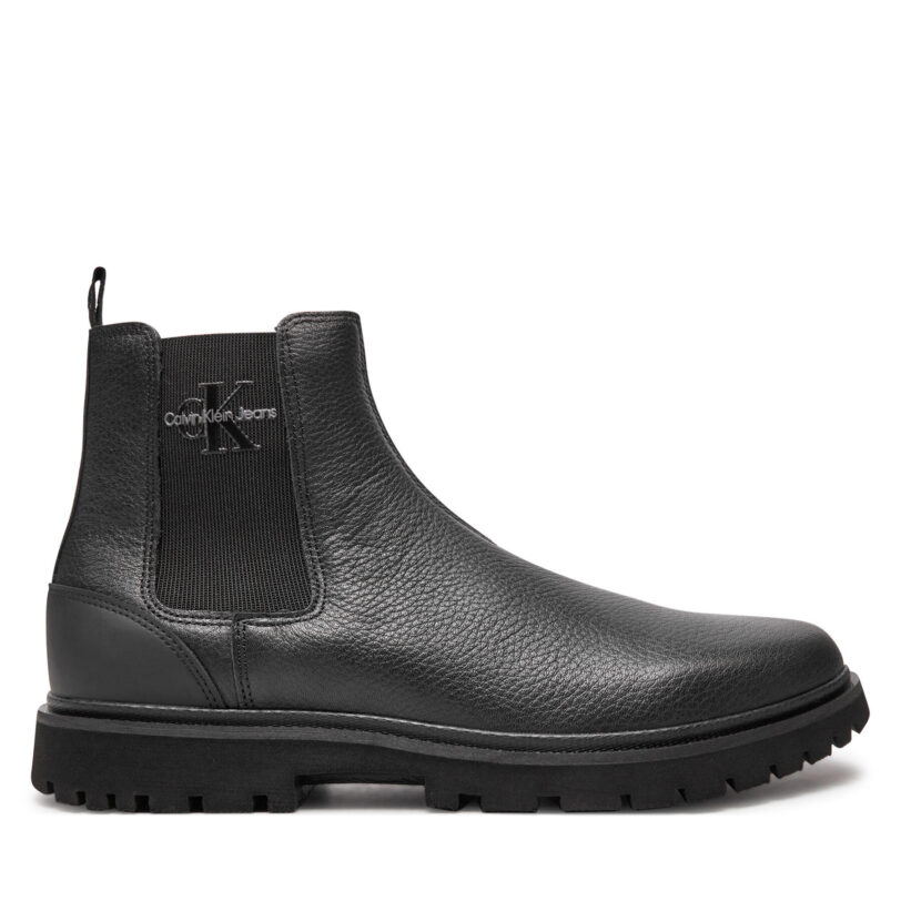 Боти тип челси Calvin Klein Jeans Eva Mid Chelsea Boot Lth YM0YM00750 Черен цвят на ниска цена