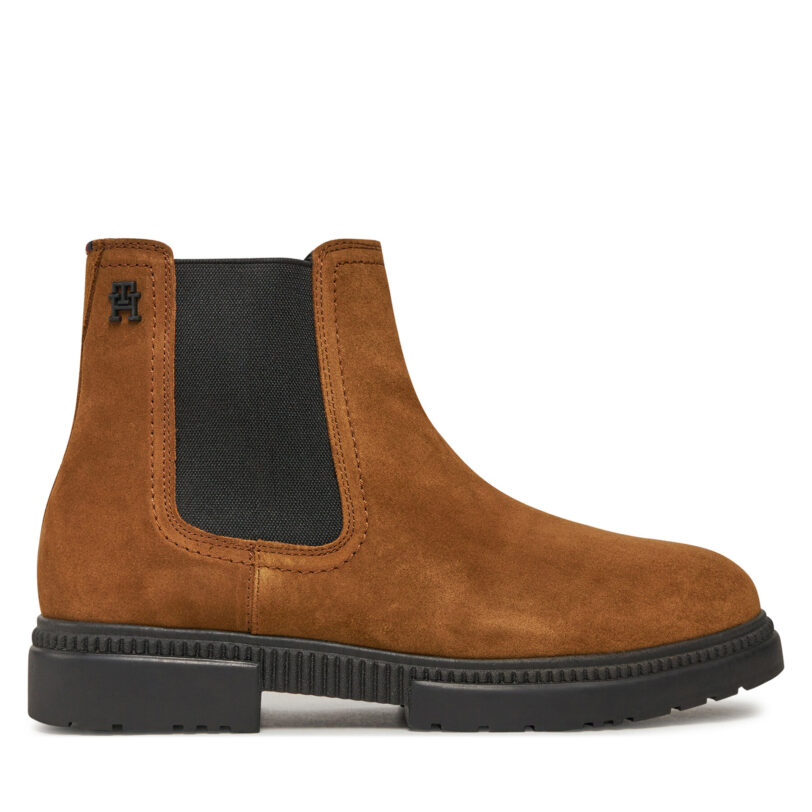 Боти тип челси Tommy Hilfiger Casual Cleated Suede Chelsea FM0FM05037 Кафяв цвят на ниска цена