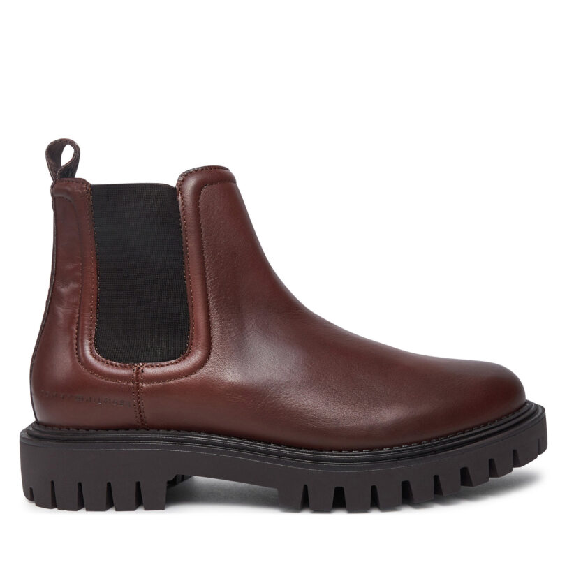 Боти тип челси Tommy Hilfiger Casual Hilfiger Chunky Lth Chels FM0FM05197 Кафяв цвят на ниска цена