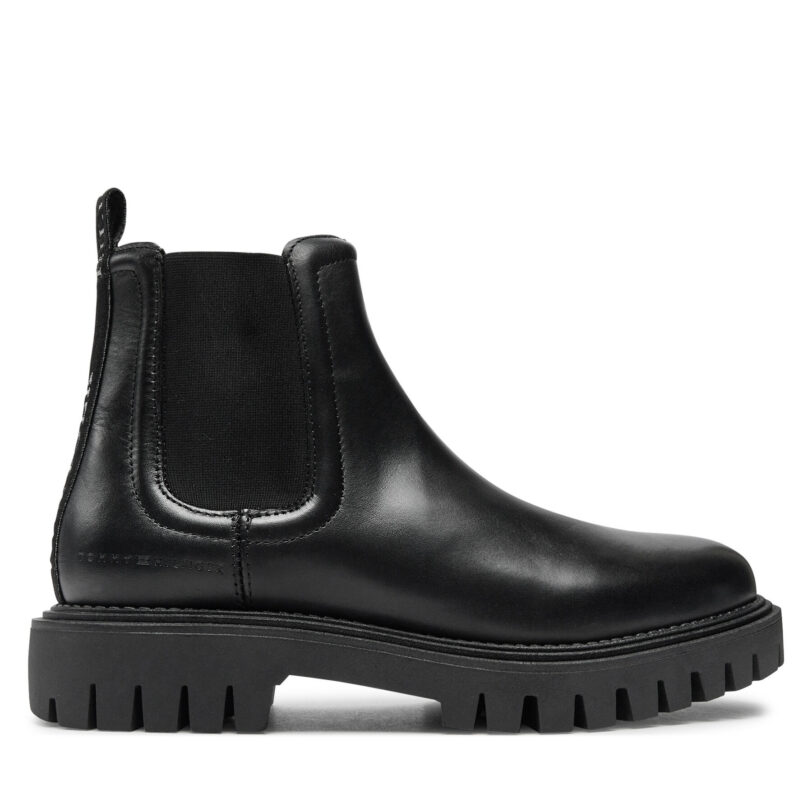 Боти тип челси Tommy Hilfiger Chunky FM0FM05197 Черен цвят на ниска цена