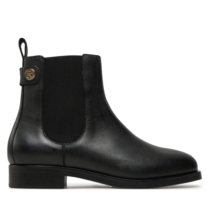 Боти тип челси Tommy Hilfiger Th Stud Leather Low Chelsea FW0FW08184 Черен цвят на ниска цена