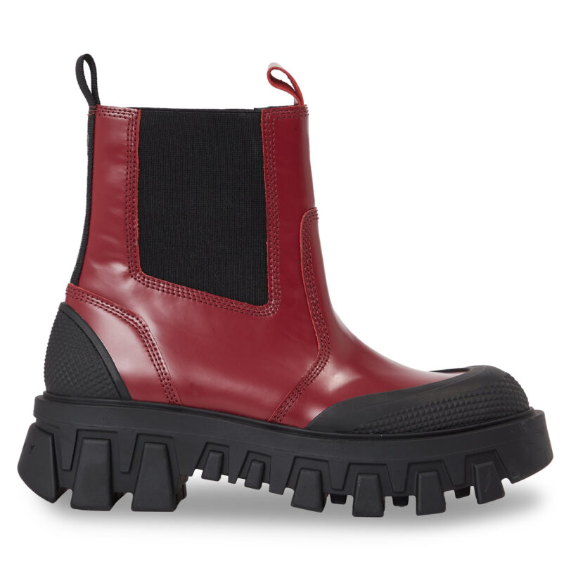 Боти тип челси Tommy Jeans Tjw Chunky Chelsea Mix Material EN0EN02375 Червен цвят на ниска цена