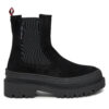 Боти тип челси Tommy Jeans Tjw Foxing Chelsea Suede EN0EN02631 Черен цвят на ниска цена