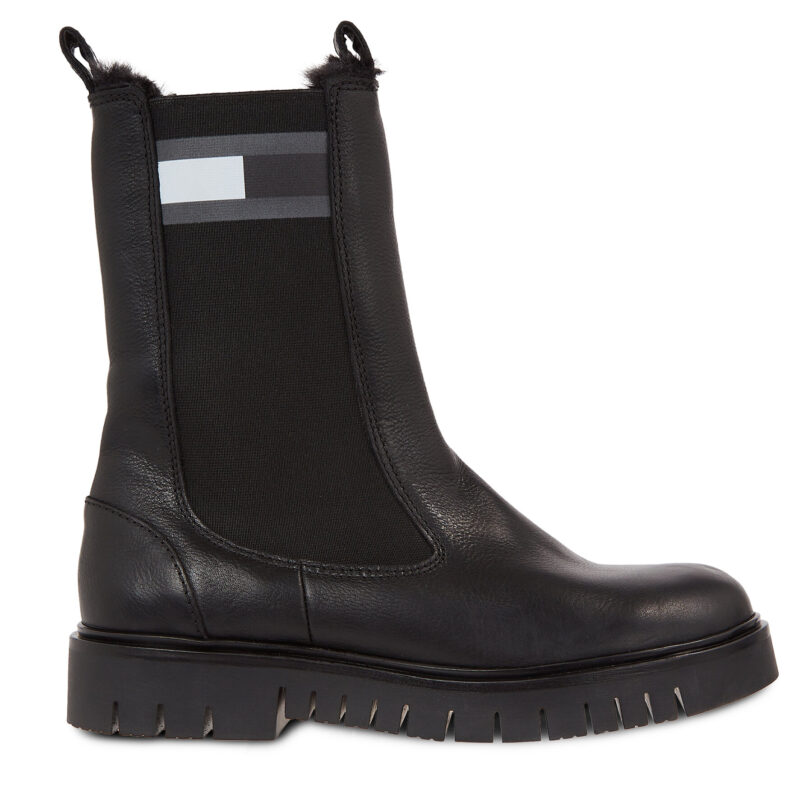 Боти тип челси Tommy Jeans Tjw Warmlined Chelsea Boot EN0EN02313 Черен цвят на ниска цена
