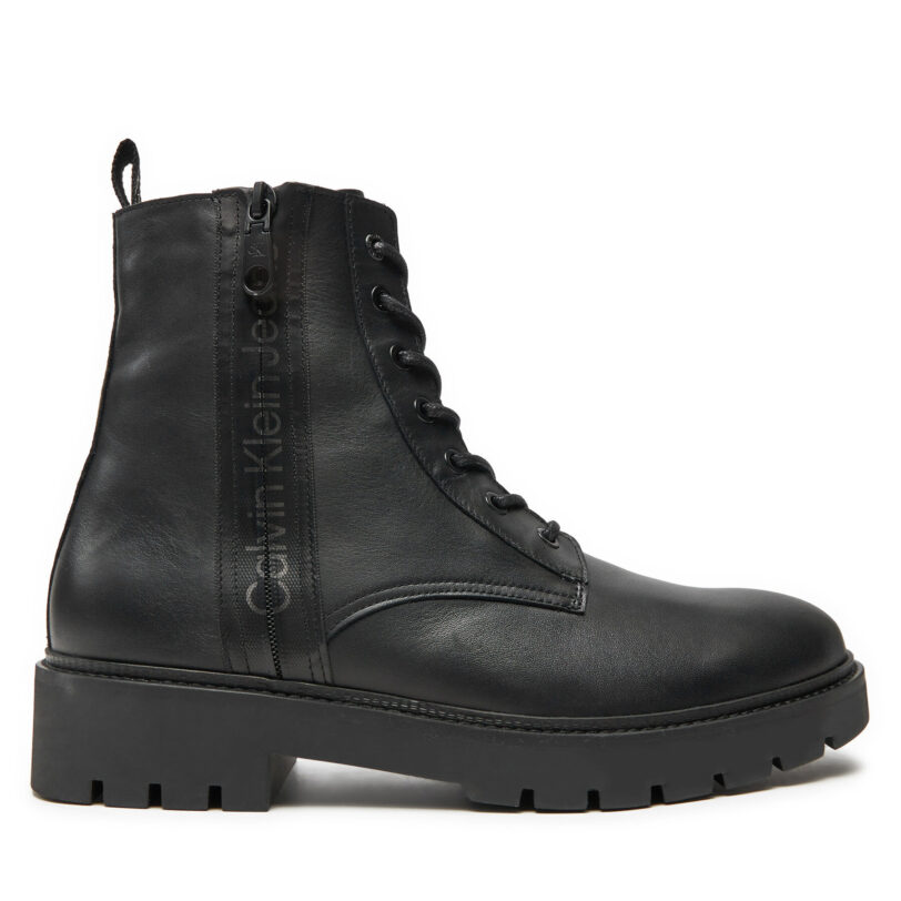 Ботуши Calvin Klein Jeans Combat Mid Laceup Boot W Zip YM0YM00262 Черен цвят на ниска цена