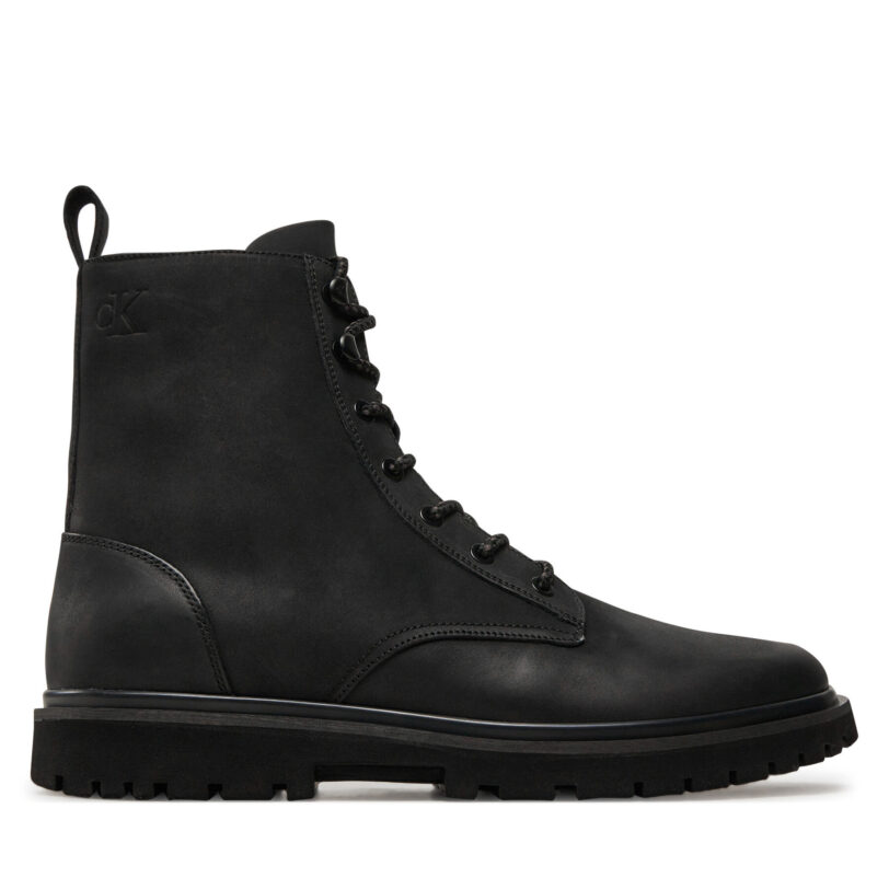 Ботуши Calvin Klein Jeans Eva Boot Mid Laceup Rebellious YM0YM01071 Черен цвят на ниска цена