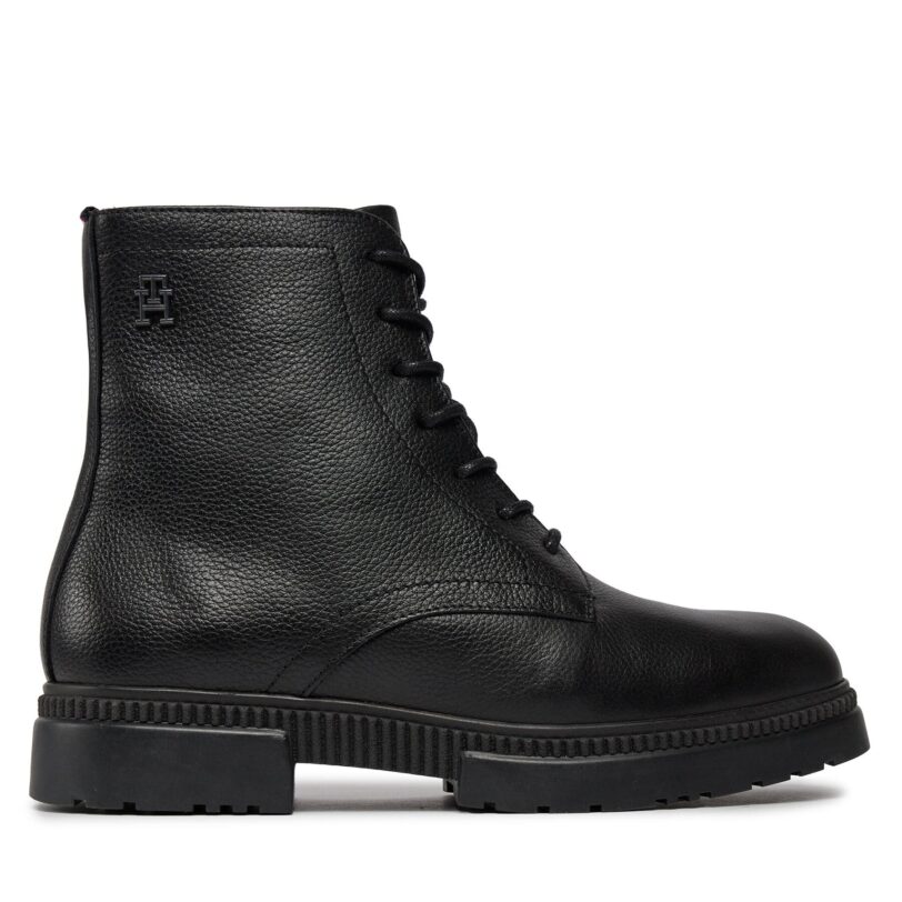 Ботуши Tommy Hilfiger Comfort Cleated Termo Lth Boot FM0FM04651 Черен цвят на ниска цена