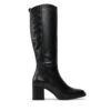 Ботуши Tommy Hilfiger Long Boot Mid Wrapped Lthr Heel FW0FW08099 Черен цвят на ниска цена