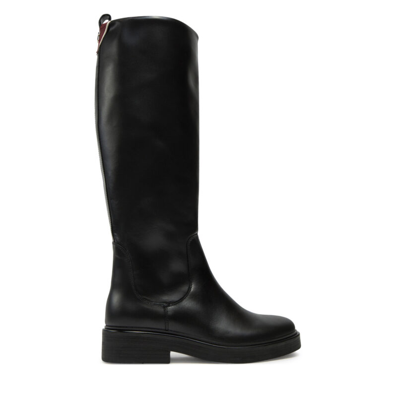 Ботуши Tommy Hilfiger Premium Leather Long Boot FW0FW08180 Черен цвят на ниска цена
