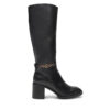 Ботуши Tommy Hilfiger Th Chain Leather Long Boot FW0FW08182 Черен цвят на ниска цена