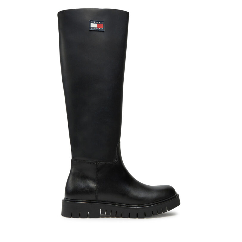 Ботуши Tommy Jeans Tjw Long Shaft Boot EN0EN02627 Черен цвят на ниска цена
