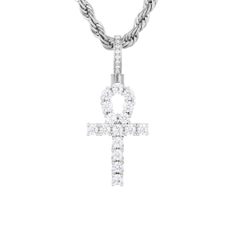 Висулка ICED STUFF Micro Ankh Бяло злато цвят на ниска цена
