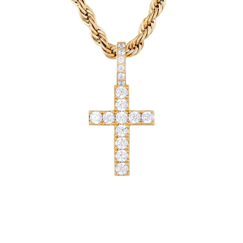 Висулка ICED STUFF Micro Diamond Cross Златист цвят на ниска цена