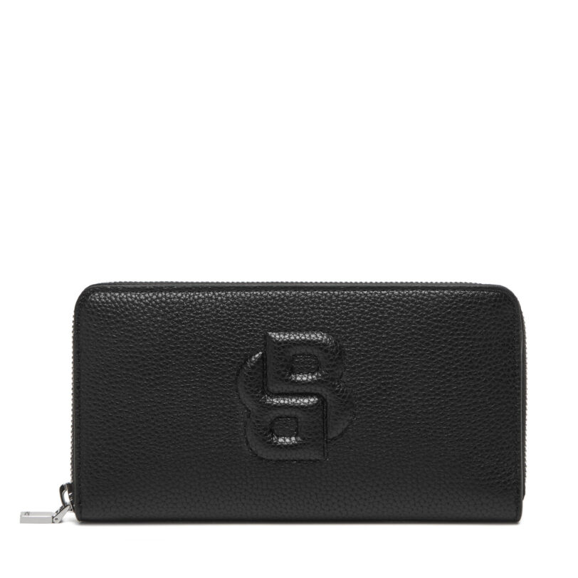Голям дамски портфейл BOSS Anett Ziparound 50536354 Черен цвят на ниска цена