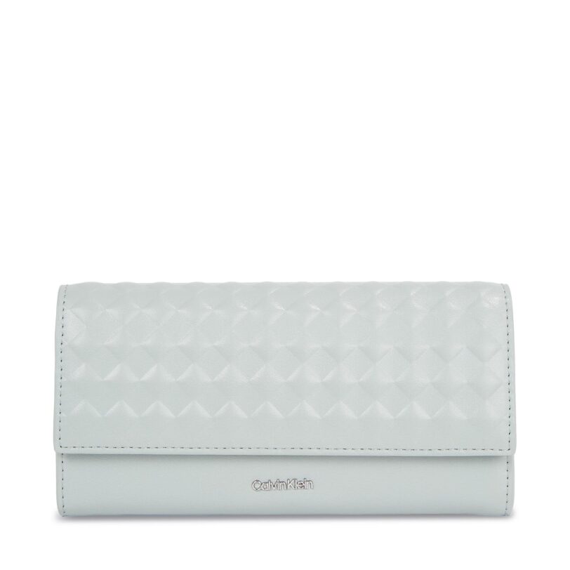 Голям дамски портфейл Calvin Klein Calvin Mini Quilt K60K611895 Сив цвят на ниска цена