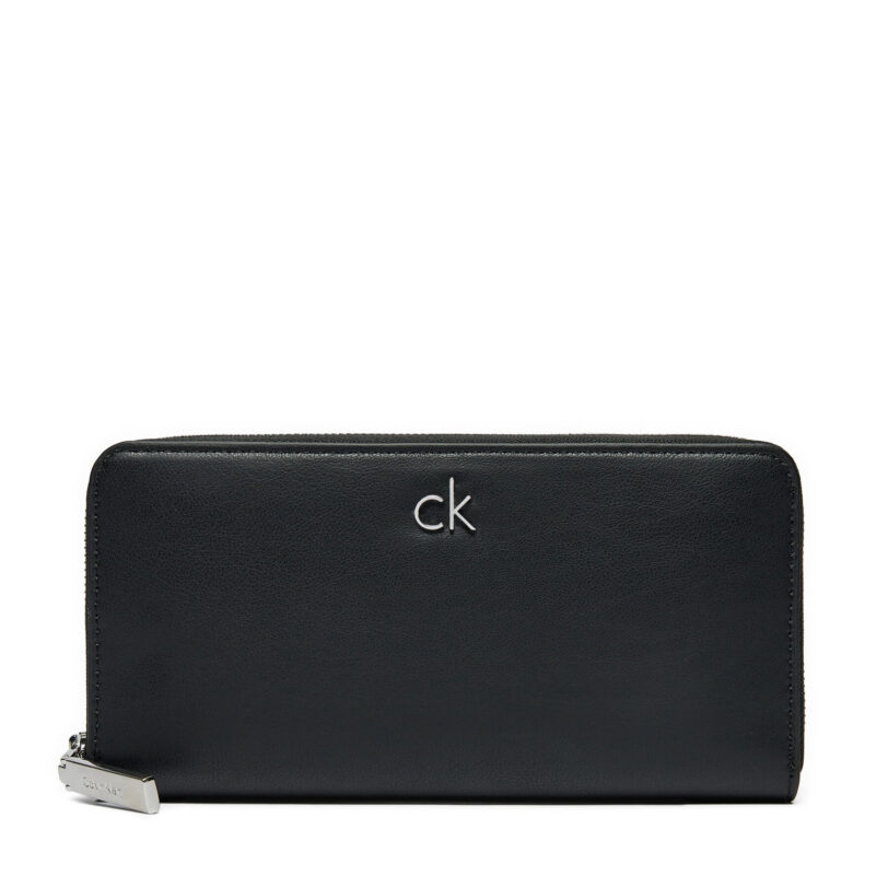 Голям дамски портфейл Calvin Klein Ck Daily Large Zip Around_Pbl K60K612850 Черен цвят на ниска цена