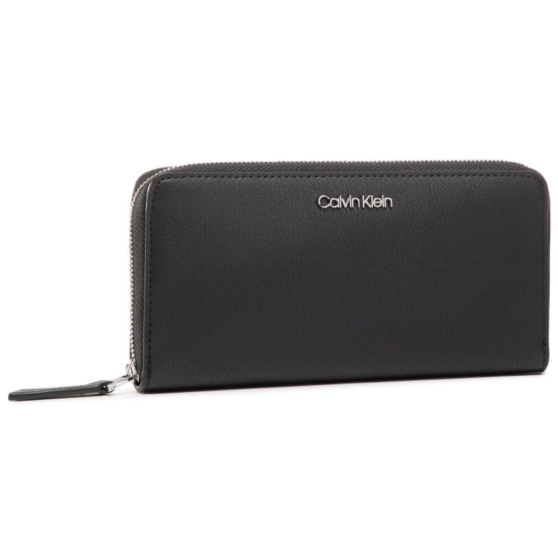 Голям дамски портфейл Calvin Klein Ck Must Ziparound Lg K60K606698 Черен цвят на ниска цена