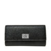 Голям дамски портфейл Calvin Klein Ck Plaque Large Trifold K60K612839 Черен цвят на ниска цена