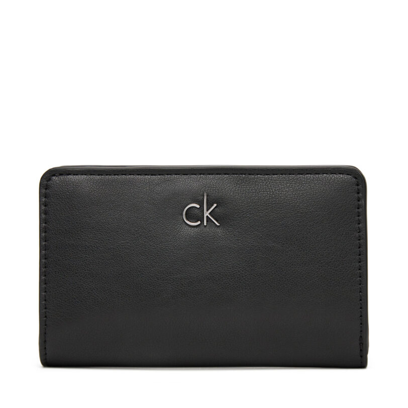 Голям дамски портфейл Calvin Klein Ck Re-Lock Medium Bifold LV04F1033G Черен цвят на ниска цена
