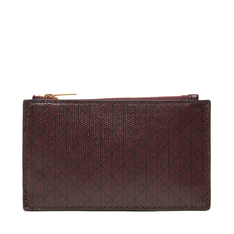 Голям дамски портфейл Calvin Klein Emblem Aop Top Zip Cardcase LV04F1084G Кафяв цвят на ниска цена